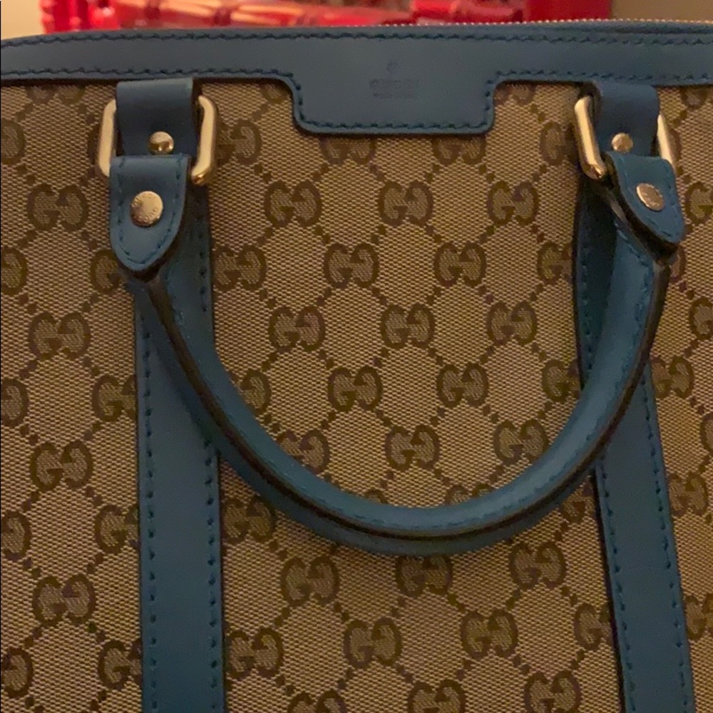 Gucci Cobalt Dark Turquoise Medium GG Canvas Bag
